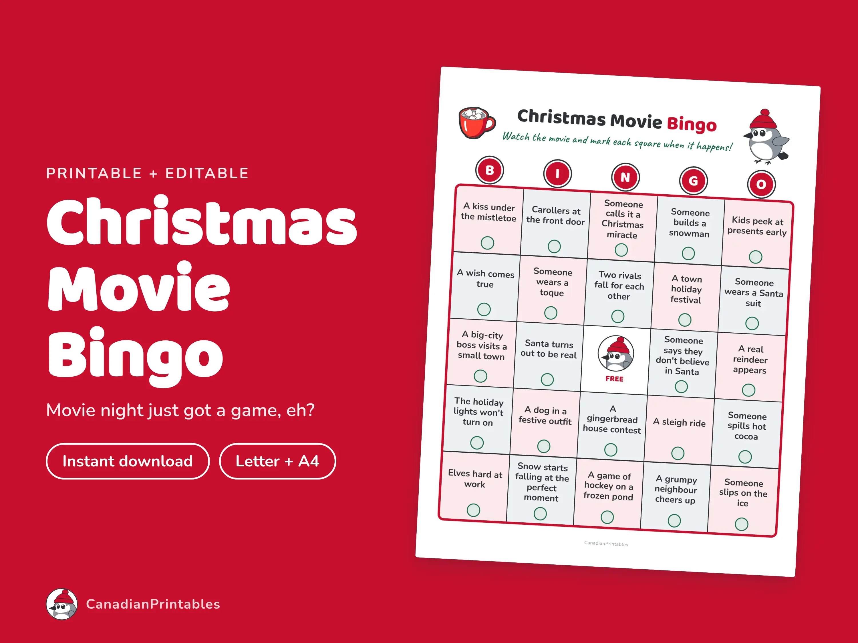 Christmas Movie Bingo printable