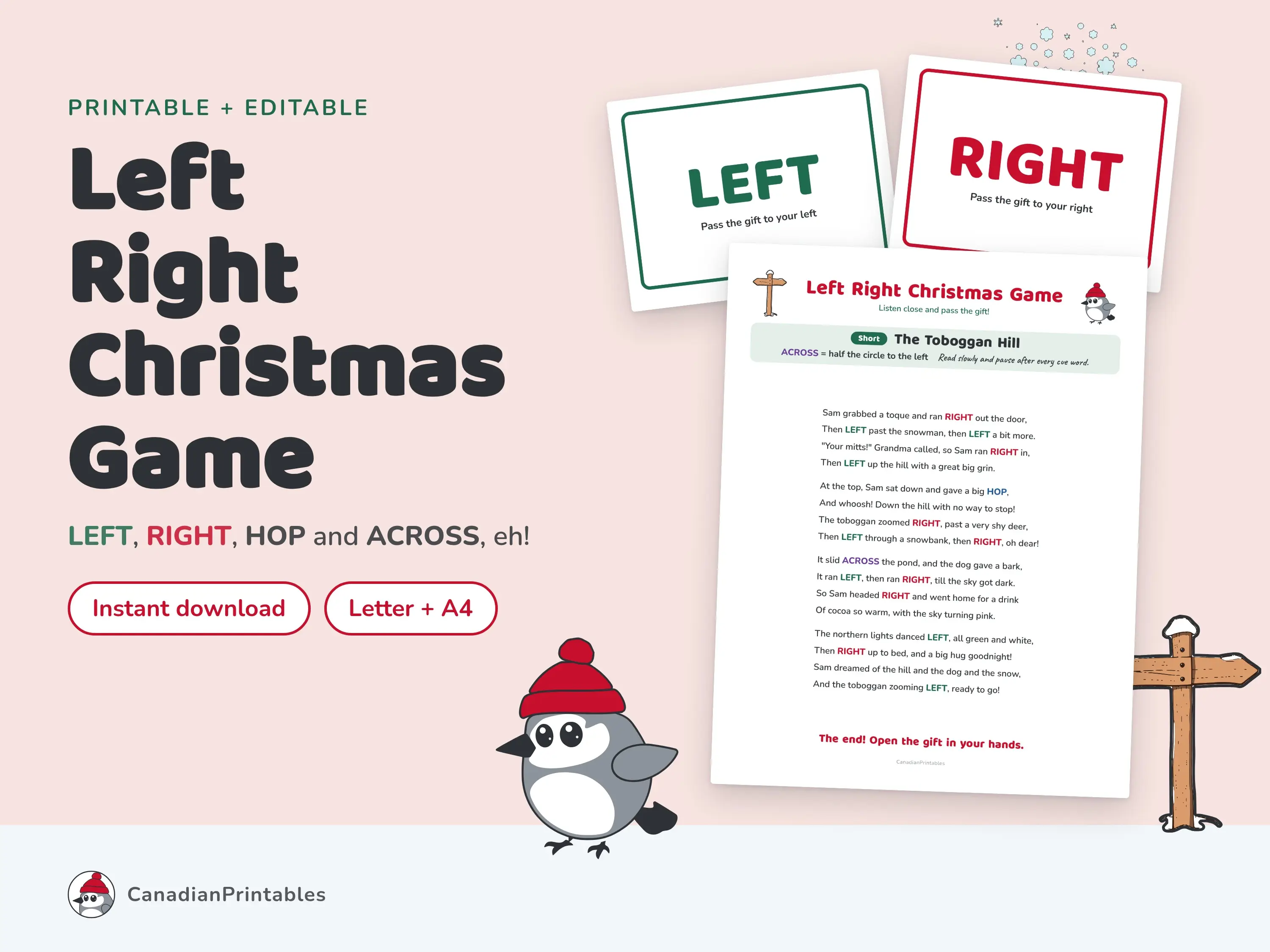 Left Right Christmas Game printable