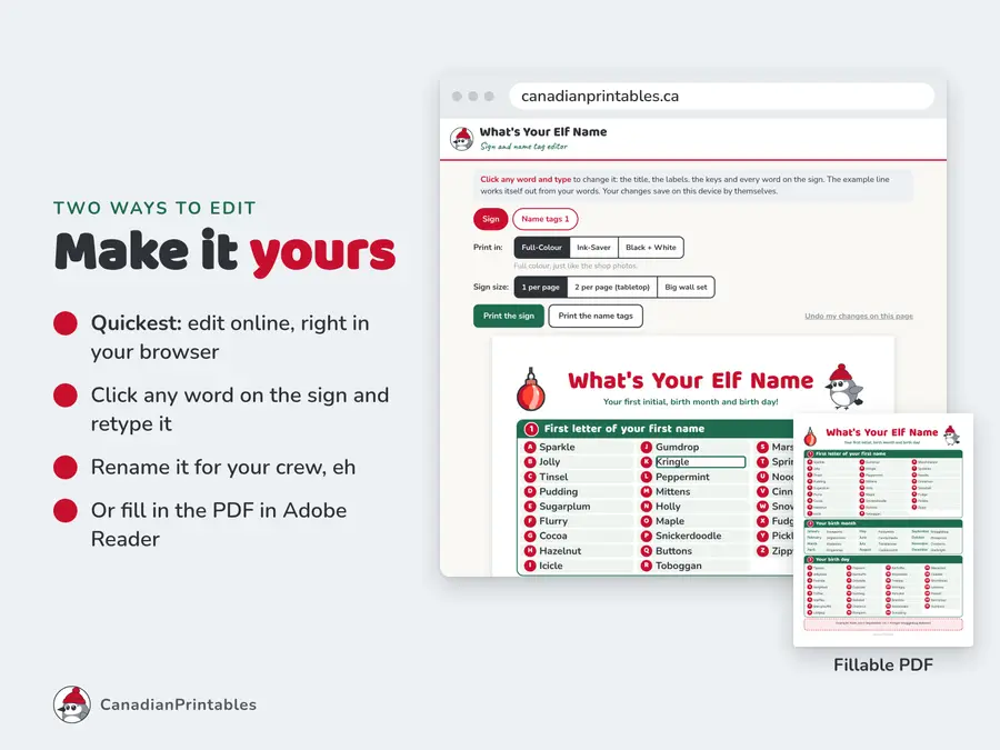 What's Your Elf Name: editable